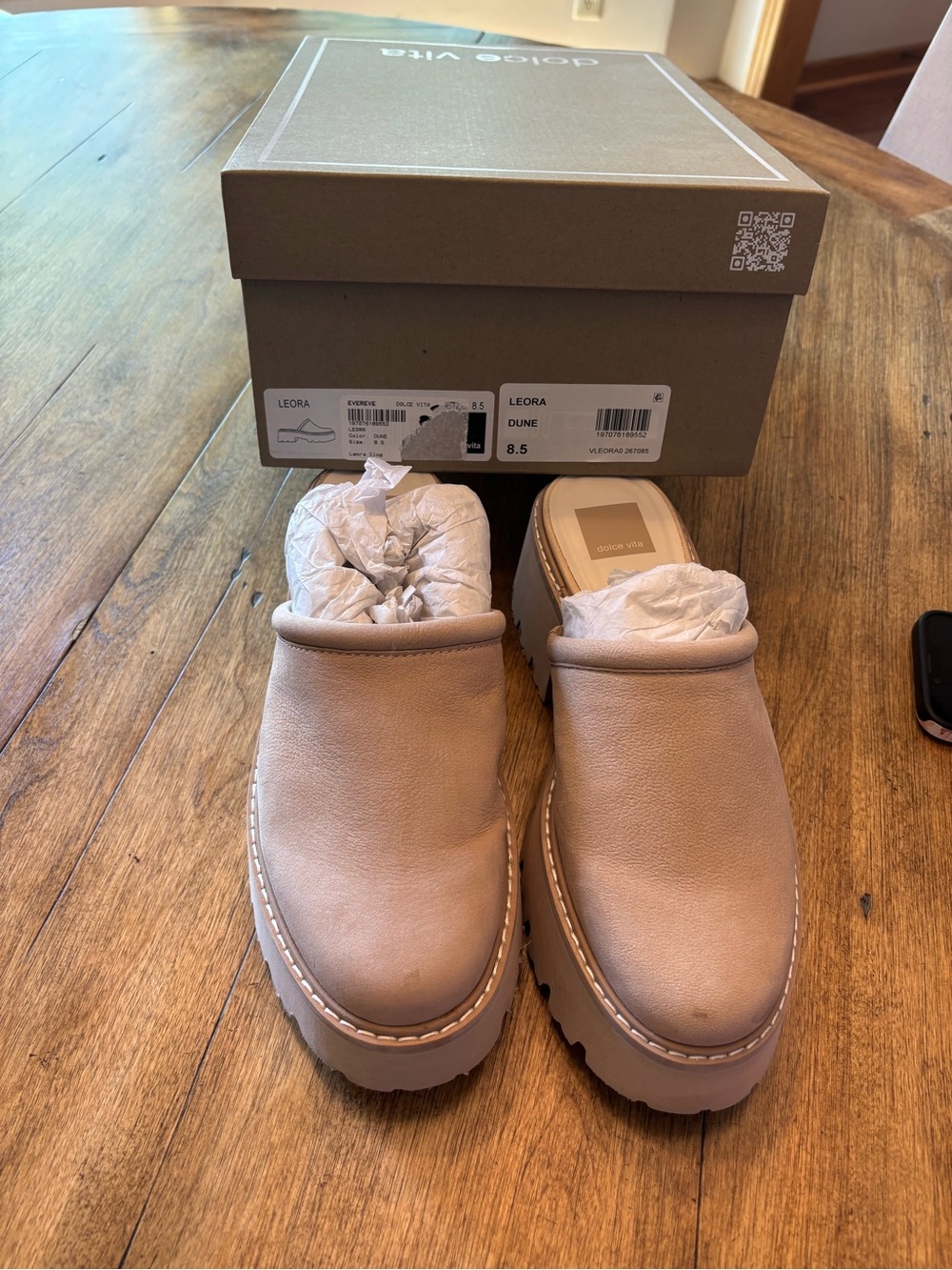 Dolce Vita Leora Dune Leather Mules - Beige/Tan